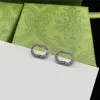 2024 2023-Classique Double Lettre Goujons Or Diamant Boucles D'oreilles Argent Strass Oreille Stud Femmes Date Party Boucle D'oreille Avec Boîte Meilleure qualité