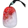 Anhänger Halsketten Rot Weiß Jade Drache Chinesischen Schmuck Edelstein Amulett Charme Frau Mann Geschenke Glück Halskette Mode Geschnitzt Natürliche