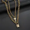 Choker Multilayer Block Chain Naszyjnik Punk 2023 Padlock Klucz wisiork kobiet dziewczyna moda gotycka biżuteria