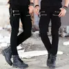 Mäns jeans Green Black Denim Biker Jeans Män Skinny Ny Runway Ejressad Slim Elastic Homme Hip Hop Military Motorcykellastbyxor J230728