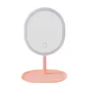 Wall Stickers Oval Makeup Mirror with LED Light Intelligent Desktop Smart Rechargeable Beauty Dormitory Mirrors 230731