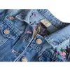 Джакеки для маленькой девочки джинсовая куртка осенняя вышивка цветы джинсы детская одежда детская одежда Lz381 230731