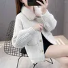 Frauen Pelz Faux Nerz Fleece Kurze Strickjacke Herbst/Winter Koreanische Lose Plaid Mantel Top Kragen Haarige Jacken Für frauen