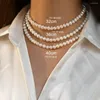 Choker Freshwater Pearl Chokers Adjustable Jewelry Women White Color Chain 925 Sterling Silver Necklace Gifts Banquet