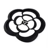 Kayma önleyici paspaslar bodiety araba kayma pedi siyah ve beyaz çiçek dekorasyon mat Camellia pvc yüksek sıcaklığa dayanıklı yuvarlak cep telefonu256q