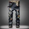 Men's European and American Street Personality Brushed Mens Ripped Straight Jeans Casual Fashion Style L230731