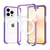 Coque Magsafe de luxe double couleur anti-chocs pour iPhone 12 13 14 15 Pro Max Magnétique Transparente PC TPU Hybrid Armor Couverture arrière