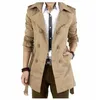 Mannen Trenchcoats Windjack Vintae Zwart Kaki Sprin Herfst Business Trenc Mannelijke Double Breasted Retro Klassieke Lon Coat Tick