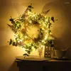 Fleurs décoratives 1 PC Plante Artificielle Guirlande 46 CM Argent Feuille LED Lumière Maison Automne Thanksgiving Halloween Décoration-72039R18