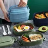 Lunchlådor Portable Box For Kid Adult Container Fruit Salad Microwave Table Hög kapacitet 1550 ml Bento Food Storage 230731