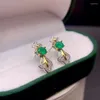 Stud Earrings CoLife Jewelry Vintage Silver For Daily Wear 4 5mm Natural Emerald 925