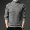 Herrenpullover, Rollkragenpullover, Herbst/Winter, Fleece, warm, Slim-Fit, einfarbig, Hemd unten, lässig, modisch, Herrenmode-Pullover