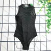 Black Lace Romper Textiel Mode Jumpsuits met lange mouwen Sexy holle mesh body met hoge taille voor dames