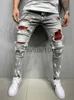 Jeans da uomo 2023 Moda Uomo Jeans Streetwear Foro al ginocchio Strappato Stretch Skinny Pantaloni in denim Autunno Estate Jeans per uomo Pantaloni da jogging Slim Fit J230728