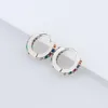 Hoop Earrings Colorful Cz Stone Tiny Huggie For Women Stainless Steel Dainty Nose Ring Piercing Jewelry Hypoallergenic