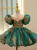 Robes de fille enfants fête de luxe vert or robes pour filles taille 3 à 14 ans anniversaire Po Shoot robe soirée formelle robe en dentelle robe de bal 230731