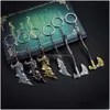 Keychains Lanyards Kukw God of War Keychain Kratos Ax Leviathan Key Chain Keyring Blades Chaos Swords Game Accessories Car Ring Pen Otbrg