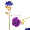 Couronnes de fleurs décoratives Feuille d'or artificielle Rose Plaqué Fleur Creative Anniversaire Thanksgiving Fête des Mères Saint Valentin Cadeau Drop Del Ot3Ek