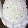 Mariée blanche tenant Bouquet Rose artificielle poignée de ruban blanc fleurs de mariage de demoiselle d'honneur 20 cm de diamètre New263I