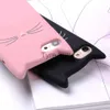 携帯電話のケースiPhone 8のかわいい3D漫画シリコンケースプラスグリッターひげ猫の素敵な耳の携帯電話カバーiPhone