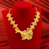 Wedding Jewelry Sets KISS FLOWER 24KT Gold Set For Women Flower Net Necklace Earrings Bride Fine Jewelries Wholesale Party Gift JS29 230729