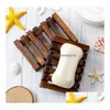 Soap Dishes Box Natural Bamboo Bath Holder Case Tray Wooden Prevent Mildew Drain Bathroom Washroom Tools Drop Delivery Home Garden Acc Dhzvm