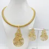 Necklace Earrings Set For Women Unique Pendant Dubai 18K Gold Plated Jewelry Bride Wedding Party Accessories