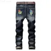 Men's European and American Street Personality Brushed Mens Ripped Straight Jeans Casual Fashion Style L230731