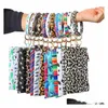 Keychains Lanyards Pu Bracelet Keychain Leather Wrist Key Ring Round Leopard Wallet Bracelets Handbag Pendant Purse Lady Clutch Bag Otbcf