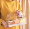 손잡이가있는 투명한 케이크 롤 포장 상자 친환경 친화적 인 클리어 플라스틱 치즈 케이크 박스 베이킹 스위스 롤 박스 SN4341 LL