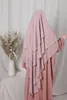 Ethnic Clothing Muslim 3 Layers Hijab Islamic Scarf Arab Shawls Khimar Overhead Big Headwear