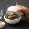 Miski Kreatywne ceramiczne zupy zupy okrągłe stałe zastawa stołowa z pokrywkami el restauracyjna przekąska deser