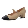 Dress Shoes Summer Square Head Gold Dames Mid Heel Cow Leather Rib Sole Buckle Sheepskin Insool