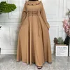 Kadınlar için uzun elbiseler satan etnik kıyafetler Müslüman Abaya kadın dubai lüks bebek yaka cep İslami hindi femme vestido