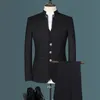 Garnitury męskie Blazery stają kołnierzykami męskie spodnie blezerowe kamizelka biznesu męskiego menu ślubnego płaszcza płaszcz