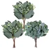 Decorative Flowers 10PCS/Artificial Artificial Eucalyptus Leaf Stem Short Silver Dollar Branches Greening Plants Bouquet Wedding Decoration