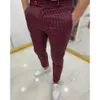 Men's Pants Men's Fashion Men's New Stripe Trousers Wine Red Casual Pencil Pants Classic Retro Wedding Party Formal Set Business Set Z230801