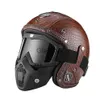 Hełmy motocyklowe Niemiecki w stylu WW WW Wysokiej jakości skóra PU skórzana twarz motocyklowy kawiarnia Racer Retro Rider Scooter Motorbike Riding Jet Casco x0731