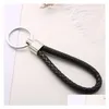 Keychains Lanyards 500Pcs Pu Leather Braided Woven Keychain Rope Rings Fit Diy Circle Pendant Key Chains Holder Car Keyrings Mixed C Otsaq