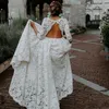 Винтажный стиль в загородном стиле красивые богемные кружевные свадебные платья открыты 3 4 рукава Boho Beach Plus Sward Dress Wedding Bridal платья309T