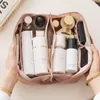 Bolsas de cosméticos, bolsa de viaje de gran capacidad, bolsa de maquillaje de PU portátil, neceser de baño impermeable para mujer, Kit de aseo multifuncional