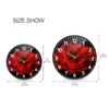 Wall Clocks Red Rose On Black Background Round Clock Hanging Watch Battery Operated Silent Non Ticking Quiet Desk Acrylic Decor