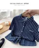 Clothing Sets 2023 Korean Summer Children Clothes Baby Boys Suit Denim Stripe Tops Jeans Pants Boy 2Pcs Set Casual Outfits Kids Outfit 2 10Y 230731