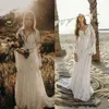 ヴィンテージかぎ針編みのレースウェディングドレス長い袖2021 V-Neck Mermaid Hippie Western Country Cowgirl Bohemian Bride Gowns AL67230D