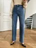 Jeans Femme French Classic Taille Haute Jambe Droite Pantalon Large Début Printemps 2023