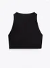 Tanks Feminino 2023 Spring Inner Fashion Rui Li Casual Sexy Lean Hundred Com Temperamento Decote em V Parágrafo Curto Preto Sem Mangas