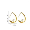 Stud Earrings Copper Gold-Plated Temperament Water Drop Shaped Women's Ins Wind Sweet Pearl Female Net Celebrity