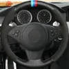 Capa de volante de carro de camurça preta DIY para BMW E60 E61 Touring 530d 545i 550i E63 Coupe E64 630i 645Ci 650i296v