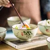 Bowls Japanse keramische rijstkom 4,5 inch retro hoogbenige commerciële vloerkraam groothandel en huishoudelijke gebruiksvoorwerpen