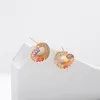 earrings designer for women high-end circle design, exquisite light luxury stud earrings set with colorful zircon personality vintage texture earrings